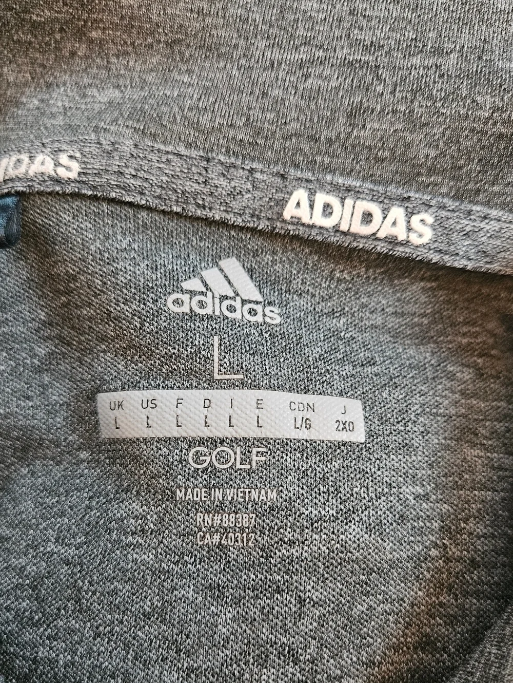 Adidas Golf Mens Gray And Black Short Sleeve Buttoned Polo Shirt Sìze Large